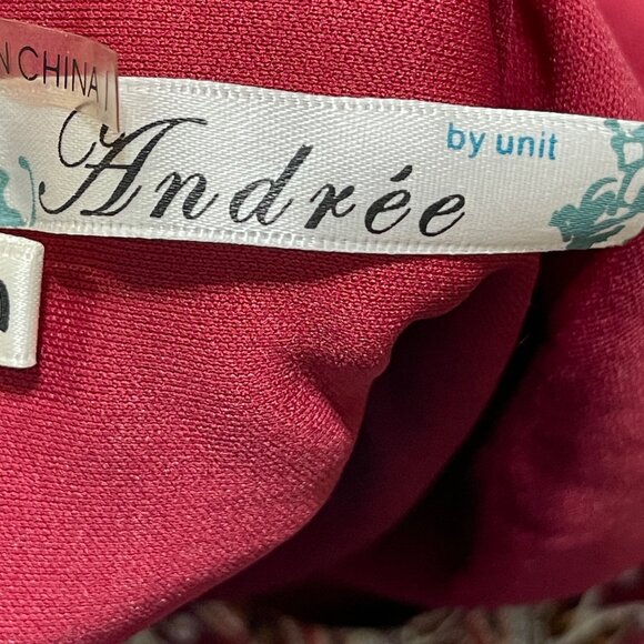 Andree Tunic Top Mini Dress Size S Small Burgundy V-Neck Flutter Sleeve - Picture 6 of 9